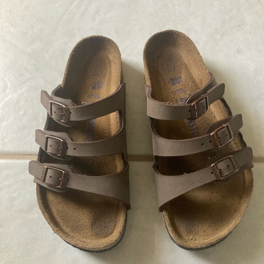 Birkenstock Florida Birkibuc Soft Footbed Sandal In Mocha Sz EU 36/ US 5-5.5
